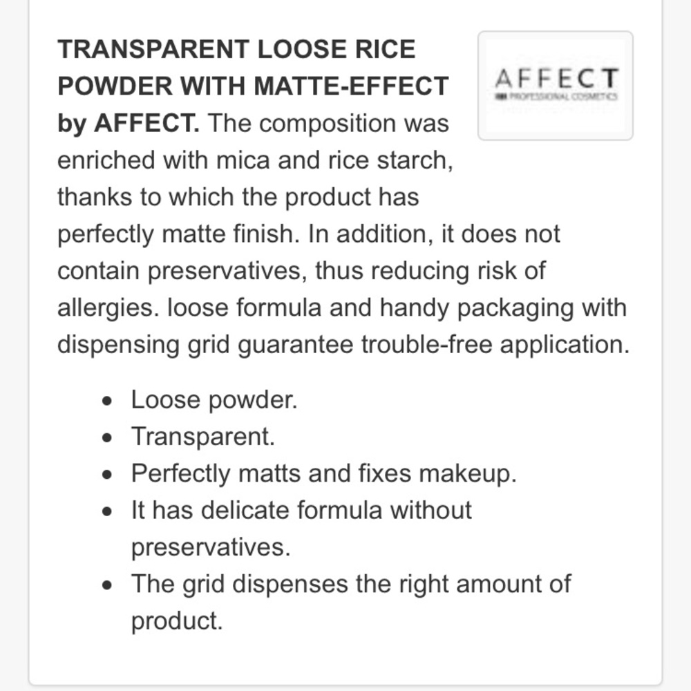 Affect Transparent Loose Rice Powder - Picture 3 of 3